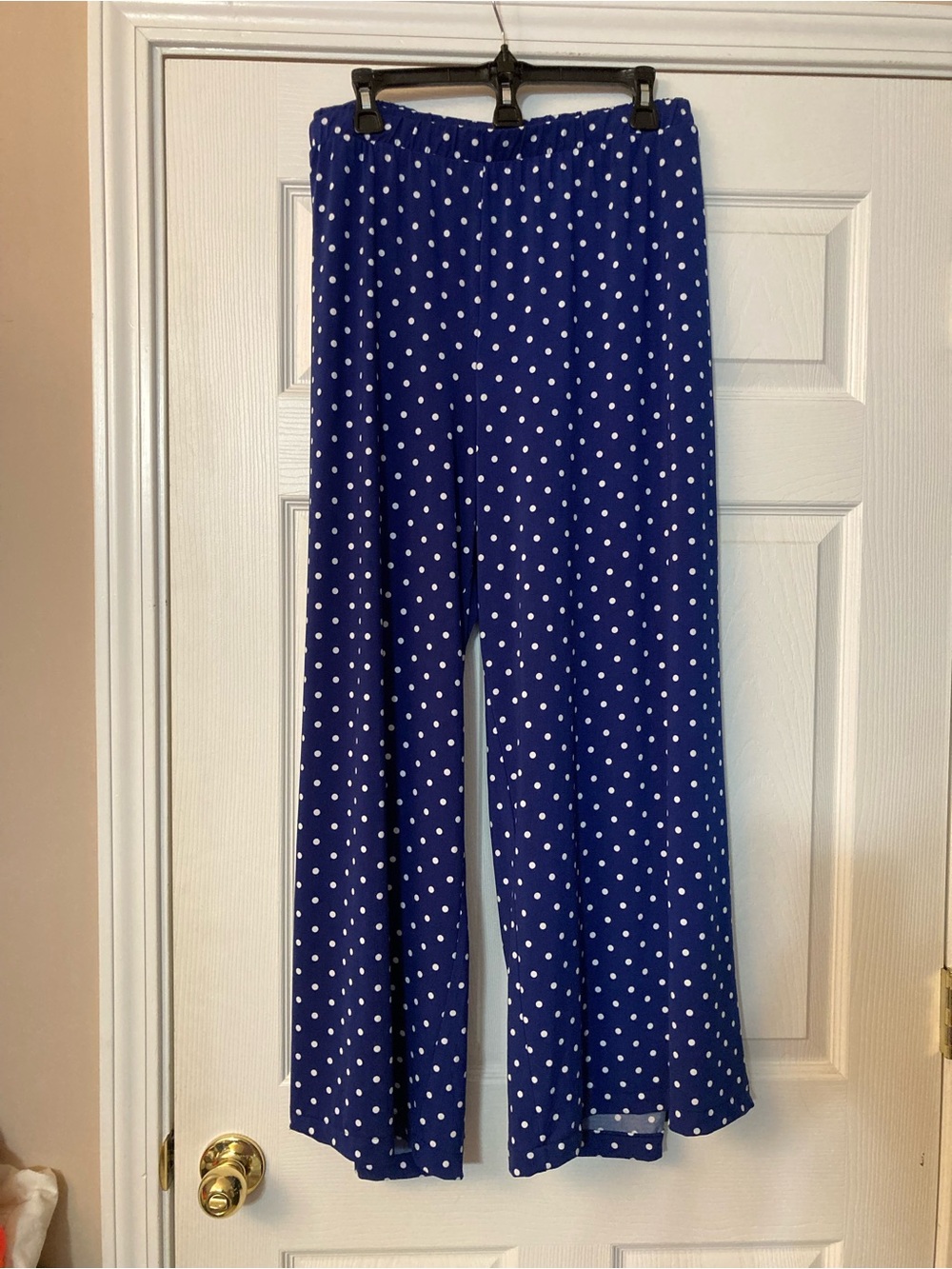 Quacker Factory Royal Blue Polka Dot Wide-Leg Pants - Size 3X